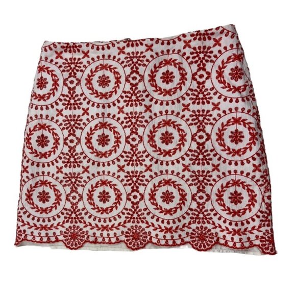 Ann Taylor LOFT Embroidered Colorful Mini Skirt Fully Lined Size 4 Petite - Picture 1 of 13